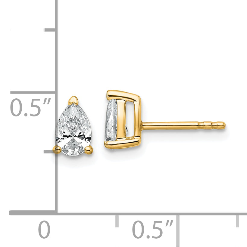 14k Yellow Gold 3/4 ctw Lab Grown Diamond VS/SI+ G+ Pear 4 Prong Heavy Wt. Stud Earrings