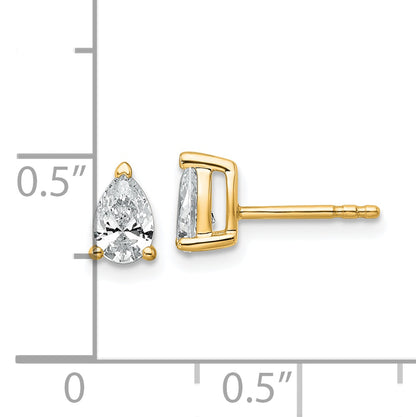 14k Yellow Gold 3/4 ctw Lab Grown Diamond VS/SI+ G+ Pear 4 Prong Heavy Wt. Stud Earrings