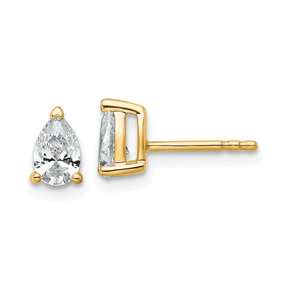14K Yellow Gold 3/4 Carat Lab Grown Diamond Vs+ F+ Complete Pear Three Prong Stud Earrings