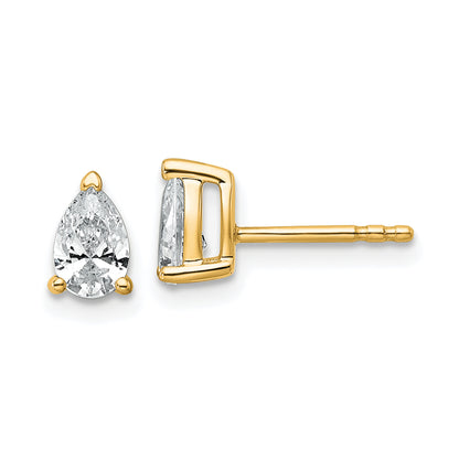 14k Yellow Gold 3/4 ctw Lab Grown Diamond VS/SI+ G+ Pear 4 Prong Heavy Wt. Stud Earrings