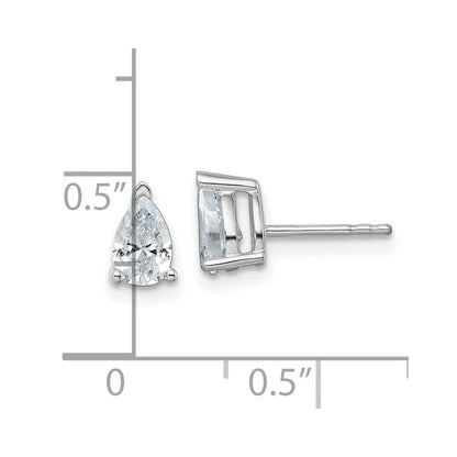 14k White Gold 1 ctw Lab Grown Diamond VS/SI+ G+ Pear 4 Prong Heavy Wt. Stud Earrings