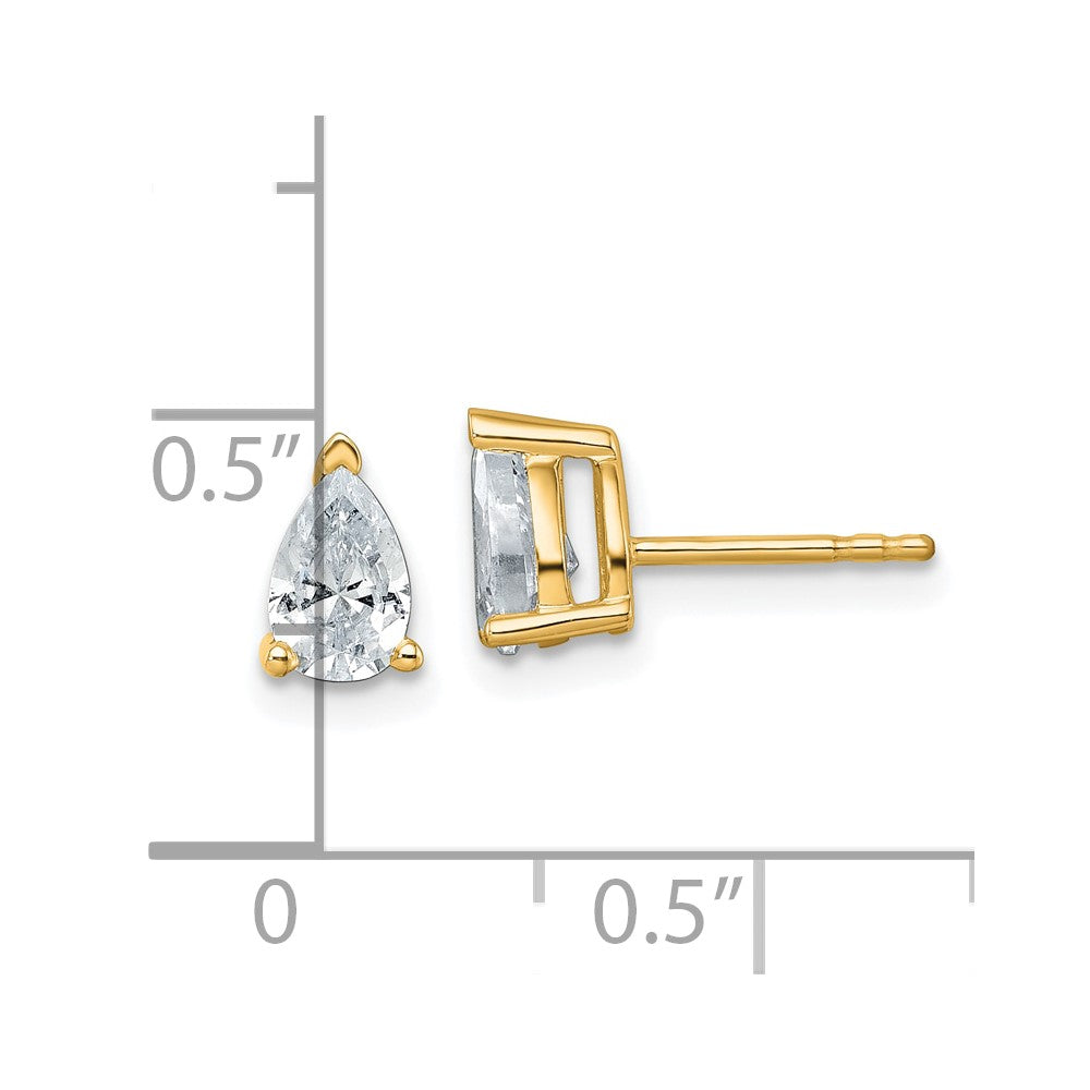 14k Yellow Gold 1 ctw Lab Grown Diamond VS/SI+ G+ Pear 4 Prong Heavy Wt. Stud Earrings