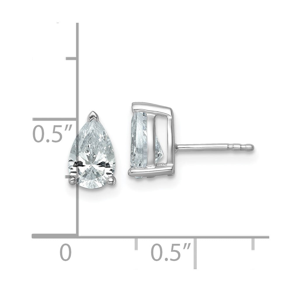 14k White Gold 2 ctw Lab Grown Diamond VS/SI+ G+ Pear 4 Prong Heavy Wt. Stud Earrings