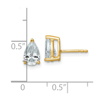 14k Yellow Gold 2 Ct. Lab Grown Diamond VS/SI+ G+ Pear Complete Stud Post Earrings