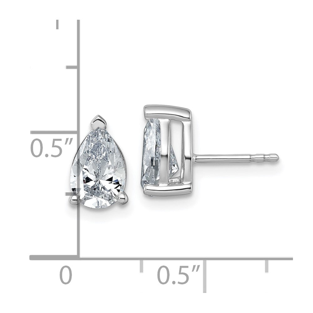 14K White Gold 2 Carat Lab Grown Diamond Vs+ F+ Complete Pear Three Prong Stud Earrings