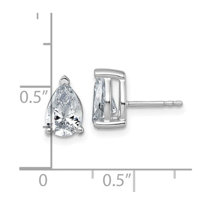 14K White Gold 2 Carat Lab Grown Diamond Vs+ F+ Complete Pear Three Prong Stud Earrings