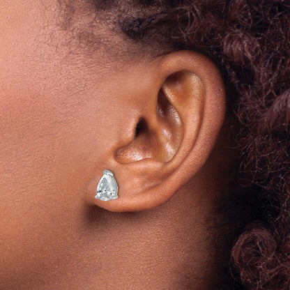 14k White Gold 3 Ct. Certified Lab Grown Diamond VS/SI+ G+ Pear Complete Stud Post Earrings