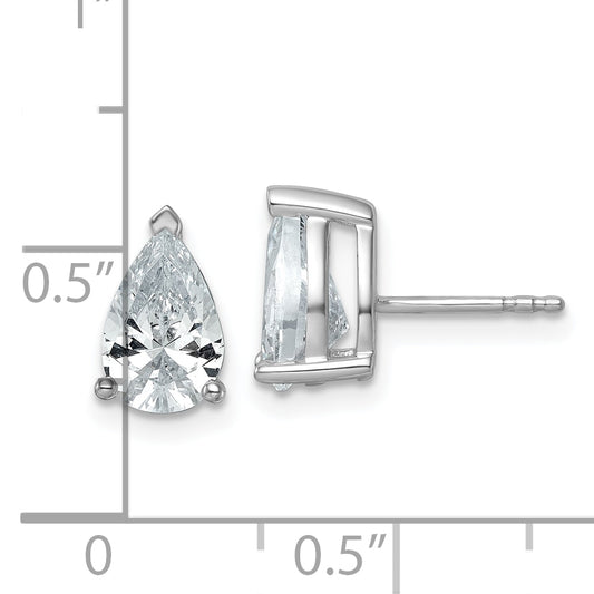 14k White Gold 3 ctw Lab Grown Diamond VS/SI+ G+ Pear 4 Prong Heavy Wt. Stud Earrings