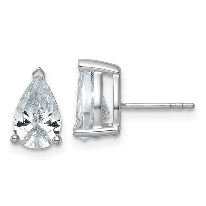 14K White Gold 3 Carat Lab Grown Diamond Vs/Si+ G+ Complete Pear Three Prong Stud Earrings