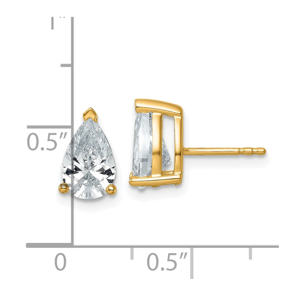 14k Yellow Gold 3 ctw Certified Lab Grown Diamond VS/SI+ G+ Pear 4 Prong Heavy Wt. Stud Earrings
