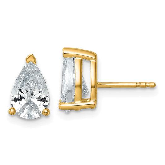 14k Yellow Gold 3 ctw Certified Lab Grown Diamond VS/SI+ G+ Pear 4 Prong Heavy Wt. Stud Earrings