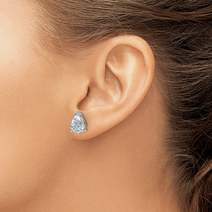 14k White Gold 4 ctw Certified Lab Grown Diamond VS/SI+ G+ Pear 4 Prong Heavy Wt. Stud Earrings