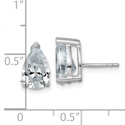 14k White Gold 4 ctw Certified Lab Grown Diamond VS/SI+ G+ Pear 4 Prong Heavy Wt. Stud Earrings
