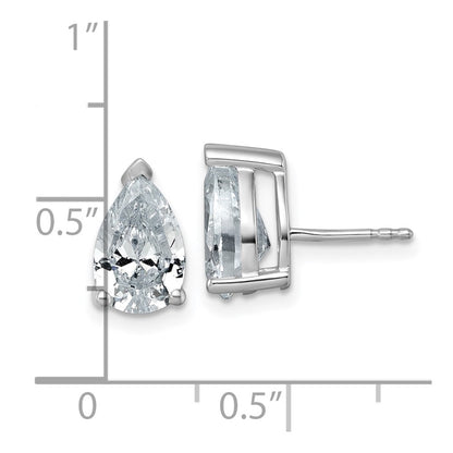14k White Gold 4 ctw Certified Lab Grown Diamond VS/SI+ G+ Pear 4 Prong Heavy Wt. Stud Earrings