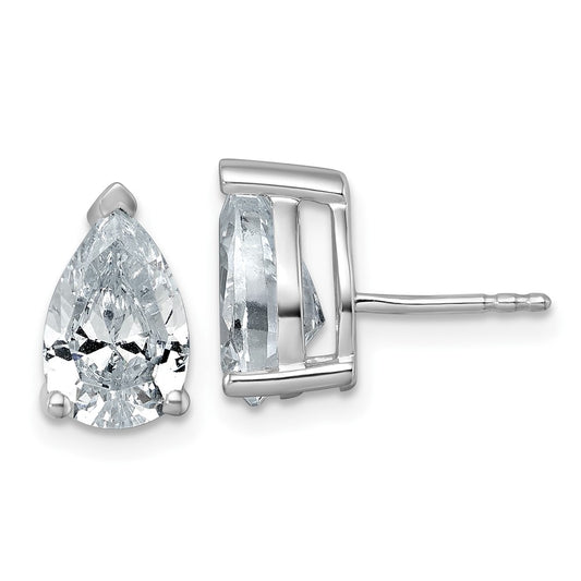 14k White Gold 4 ctw Certified Lab Grown Diamond VS/SI+ G+ Pear 4 Prong Heavy Wt. Stud Earrings