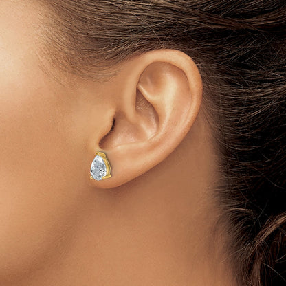 14k Yellow Gold 4 ctw Lab Grown Diamond VS/SI+ G+ Pear 4 Prong Heavy Wt. Stud Earrings