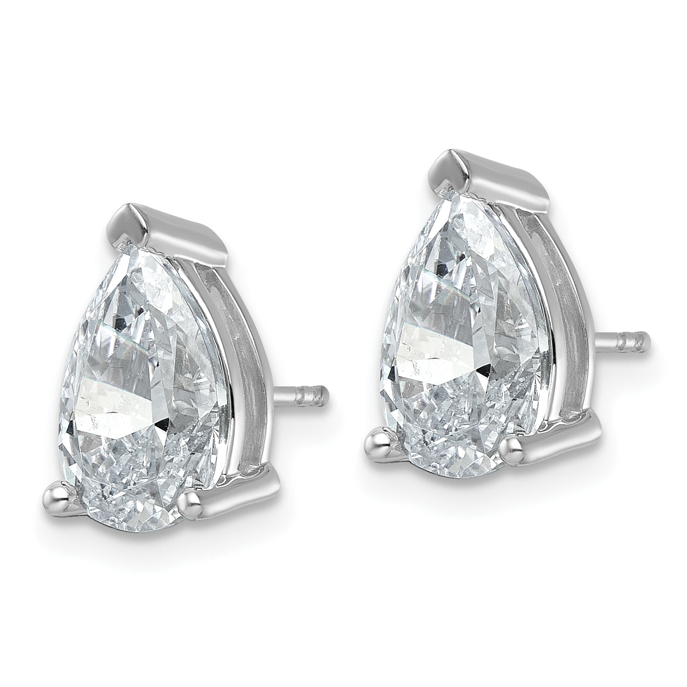 14k White Gold 5 ctw Lab Grown Diamond VS/SI+ G+ Pear 4 Prong Heavy Wt. Stud Earrings
