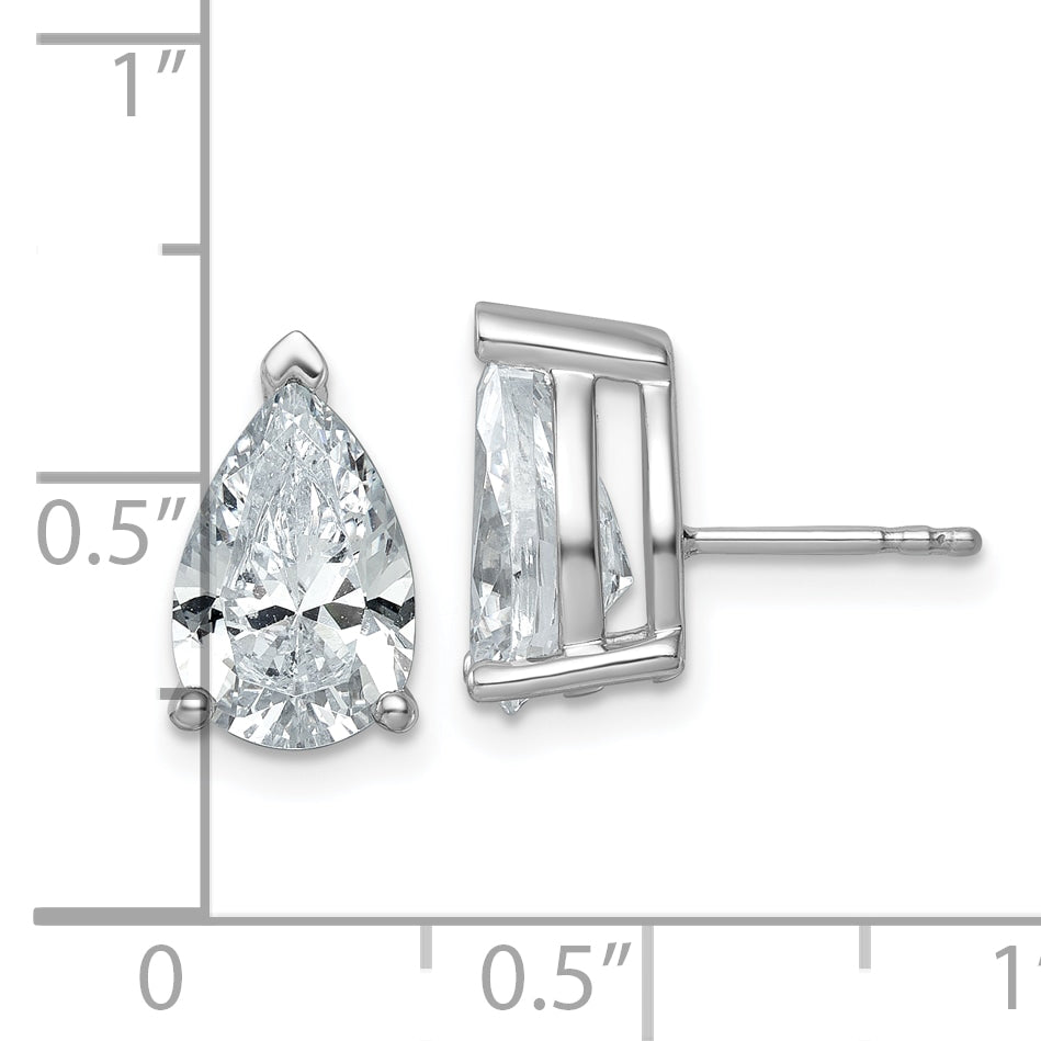 14k White Gold 5 ctw Lab Grown Diamond VS/SI+ G+ Pear 4 Prong Heavy Wt. Stud Earrings