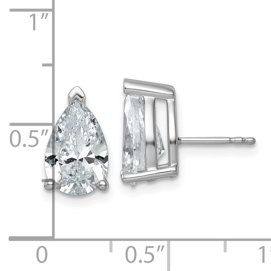 14k White Gold 5 ctw Lab Grown Diamond VS/SI+ G+ Pear 4 Prong Heavy Wt. Stud Earrings