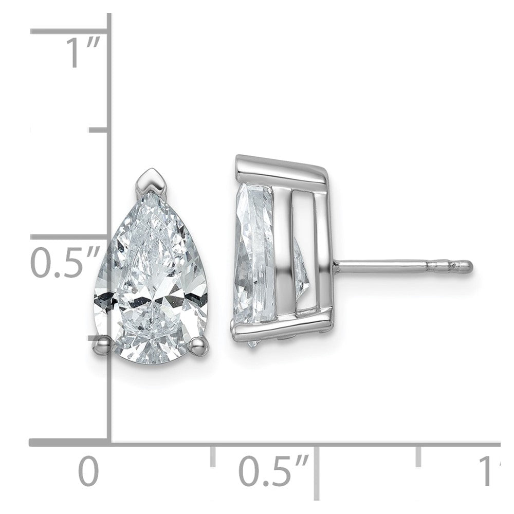 14k White Gold 5 ctw Certified Lab Grown Diamond VS/SI+ G+ Pear 4 Prong Heavy Wt. Stud Earrings
