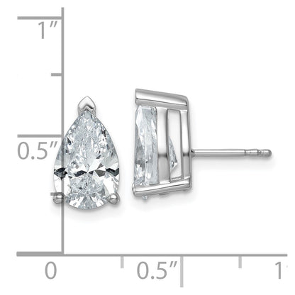 14k White Gold 5 ctw Certified Lab Grown Diamond VS/SI+ G+ Pear 4 Prong Heavy Wt. Stud Earrings