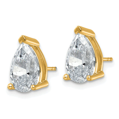 14K Yellow Gold 5 Carat Lab Grown Diamond Vs+ F+ Complete Pear Three Prong Stud Earrings