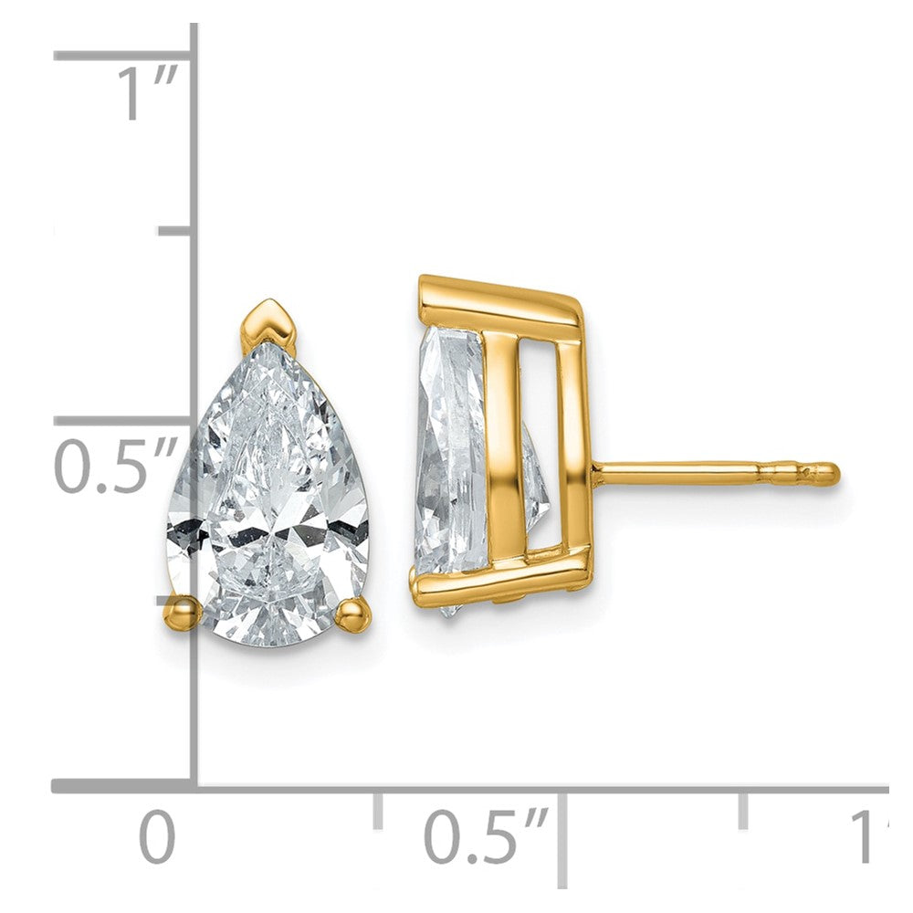 14K Yellow Gold 5 Carat Certified Lab Grown Diamond Vs+ F+ Complete Pear Three Prong Stud Earrings