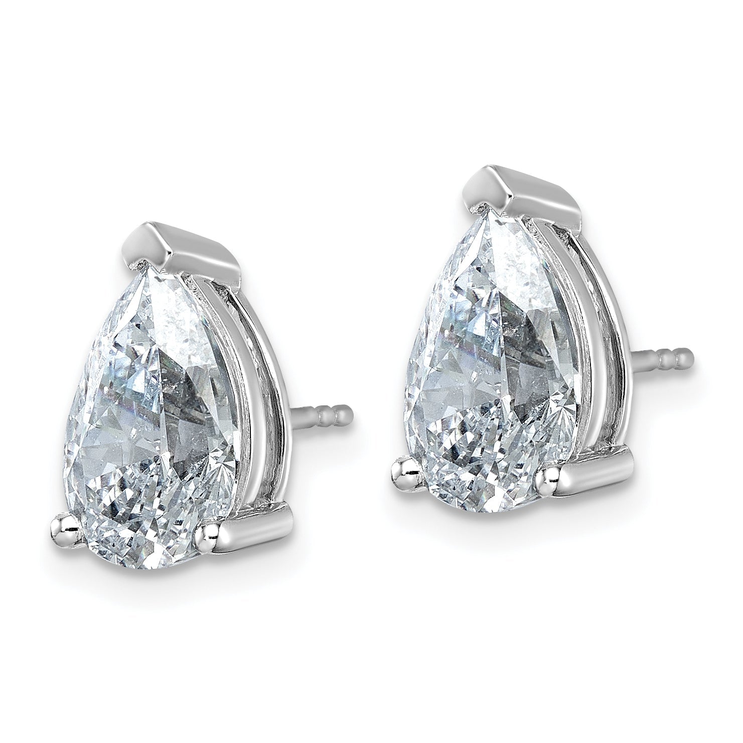 14K White Gold 6 Carat Certified Lab Grown Diamond Vs+ F+ Complete Pear Three Prong Stud Earrings