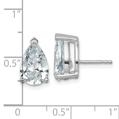 14k White Gold 6 ctw Certified Lab Grown Diamond VS/SI+ G+ Pear 4 Prong Heavy Wt. Stud Earrings