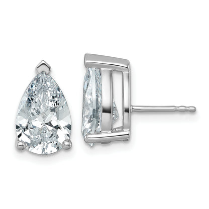14k White Gold 6 ctw Certified Lab Grown Diamond VS/SI+ G+ Pear 4 Prong Heavy Wt. Stud Earrings