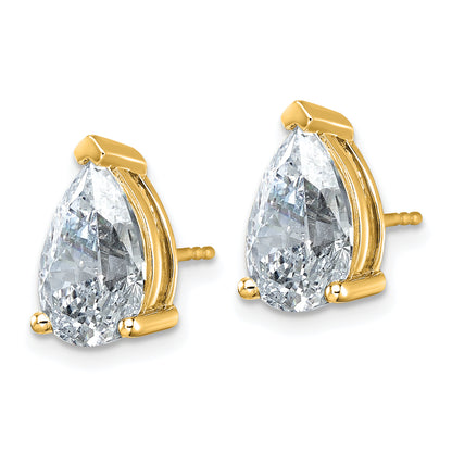 14k Yellow Gold 6 ctw Certified Lab Grown Diamond VS/SI+ G+ Pear 4 Prong Heavy Wt. Stud Earrings