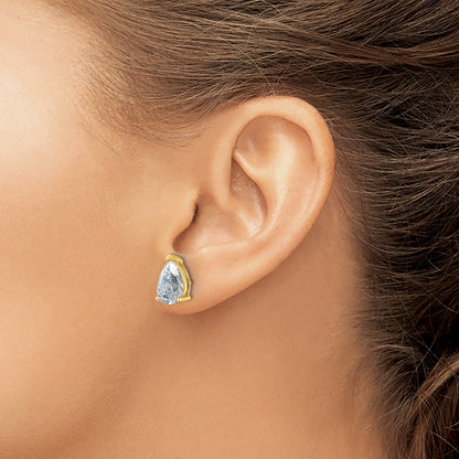 14k Yellow Gold 6 ctw Certified Lab Grown Diamond VS/SI+ G+ Pear 4 Prong Heavy Wt. Stud Earrings