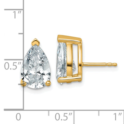 14k Yellow Gold 6 ctw Certified Lab Grown Diamond VS/SI+ G+ Pear 4 Prong Heavy Wt. Stud Earrings