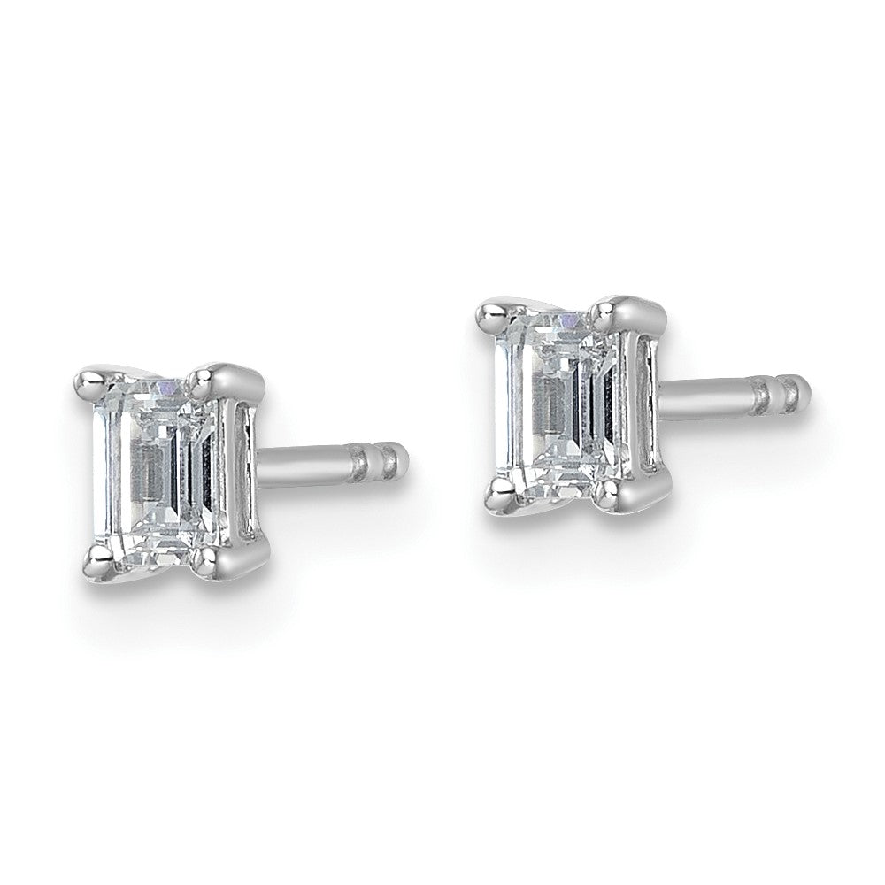 14K White Gold 1/2 Ctw Certified Lab Grown Diamond Vs+ F+ Emerald 4 Prong Heavy Wt. Stud Earrings