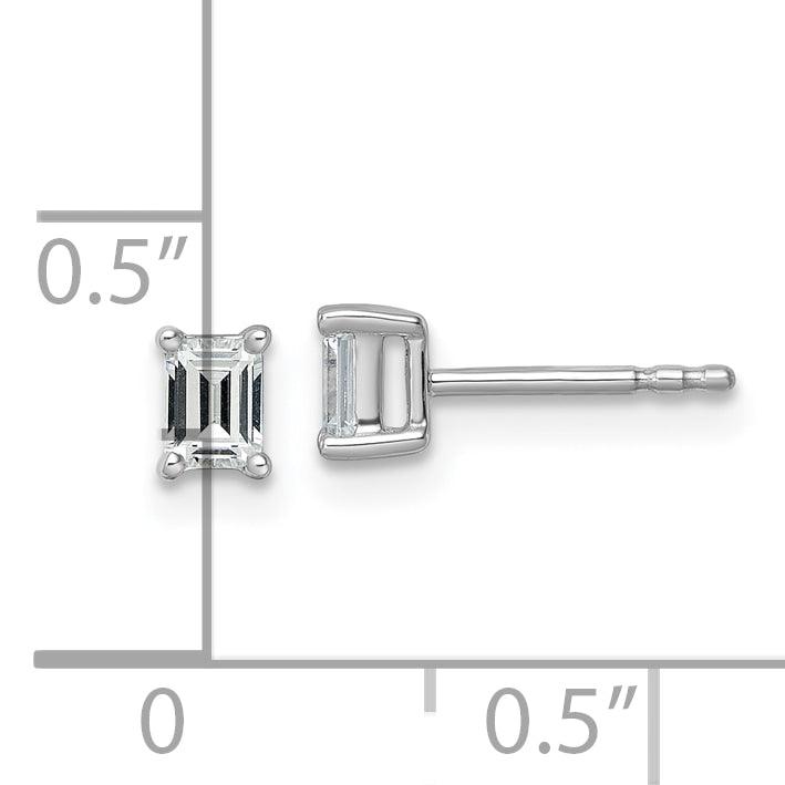 14k White Gold 1/2 ctw Certified Lab Grown Diamond VS/SI+ G+ Emerald 4 Prong Heavy Wt. Stud Earrings