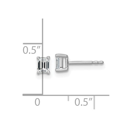 14K White Gold 1/2 Ctw Certified Lab Grown Diamond Vs+ F+ Emerald 4 Prong Heavy Wt. Stud Earrings