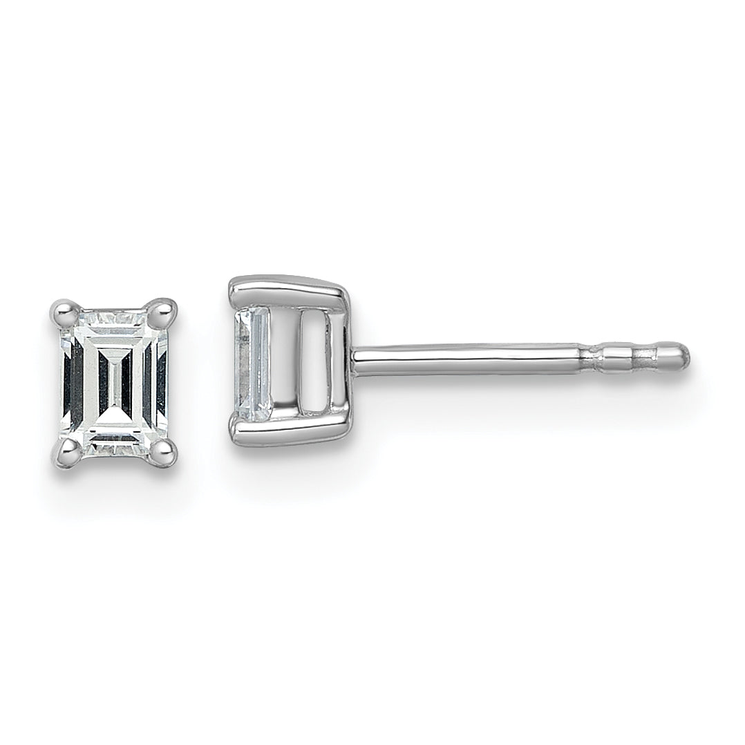 14k White Gold 1/2 ctw Certified Lab Grown Diamond VS/SI+ G+ Emerald 4 Prong Heavy Wt. Stud Earrings