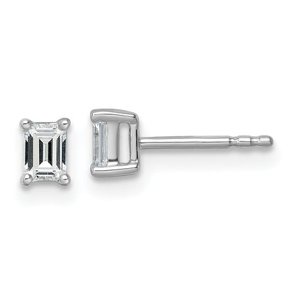 14k White Gold 1/2 ctw Certified Lab Grown Diamond VS/SI+ G+ Emerald 4 Prong Heavy Wt. Stud Earrings