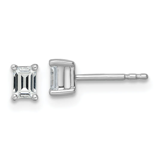 14k White Gold 1/2 ctw Certified Lab Grown Diamond VS/SI+ G+ Emerald 4 Prong Heavy Wt. Stud Earrings