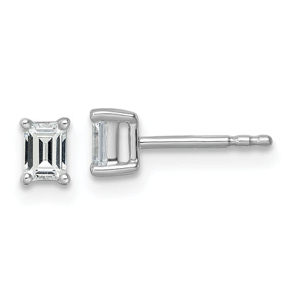 14K White Gold 1/2 Ctw Certified Lab Grown Diamond Vs+ F+ Emerald 4 Prong Heavy Wt. Stud Earrings
