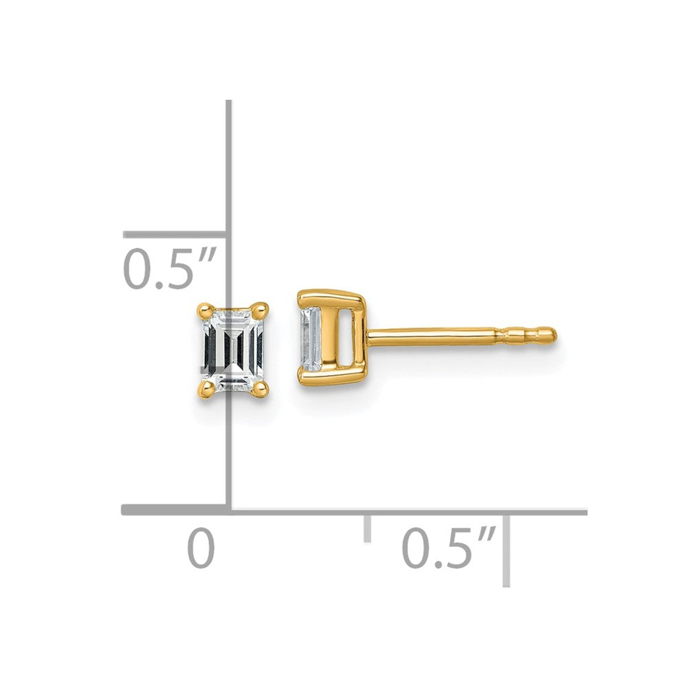 14K Yellow Gold 1/2 Ctw Lab Grown Diamond Vs+ F+ Emerald 4 Prong Heavy Wt. Stud Earrings