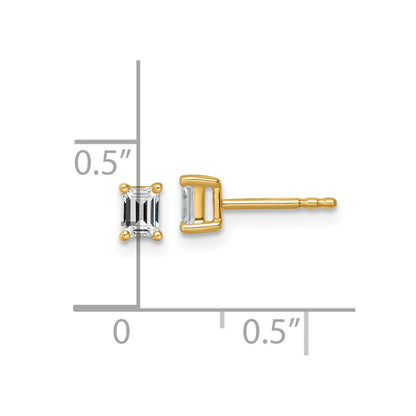 14K Yellow Gold 1/2 Ctw Lab Grown Diamond Vs+ F+ Emerald 4 Prong Heavy Wt. Stud Earrings
