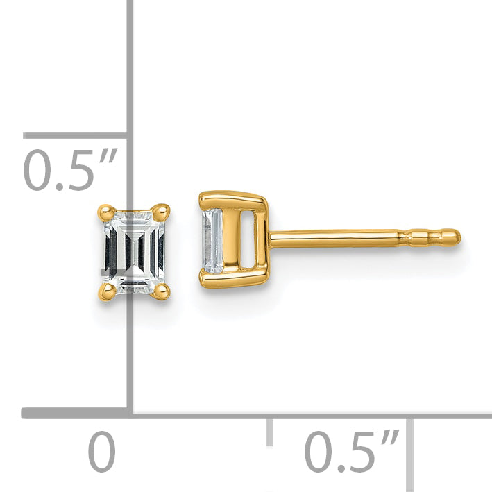 14K Yellow Gold 1/2 Ctw Certified Lab Grown Diamond Vs+ F+ Emerald 4 Prong Heavy Wt. Stud Earrings