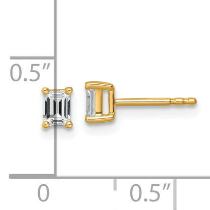 14K Yellow Gold 1/2 Ctw Certified Lab Grown Diamond Vs+ F+ Emerald 4 Prong Heavy Wt. Stud Earrings