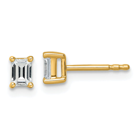 14K Yellow Gold 1/2 Ctw Certified Lab Grown Diamond Vs+ F+ Emerald 4 Prong Heavy Wt. Stud Earrings