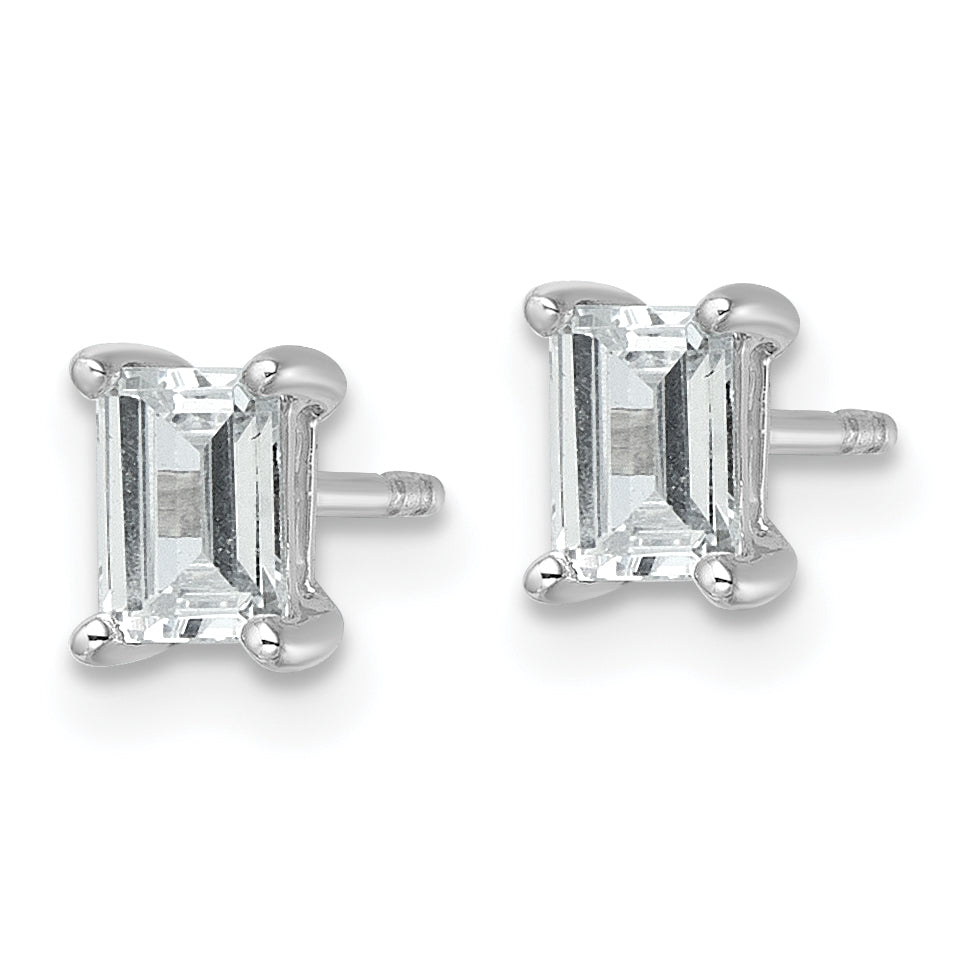 14k White Gold 1 ctw Certified Lab Grown Diamond VS/SI+ G+ Emerald 4 Prong Heavy Wt. Stud Earrings