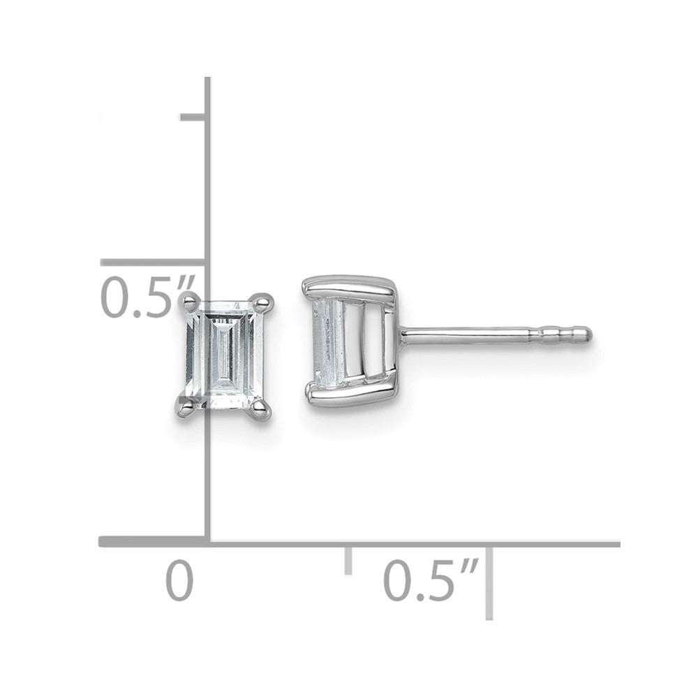 14k White Gold 1 ctw Lab Grown Diamond VS/SI+ G+ Emerald 4 Prong Heavy Wt. Stud Earrings