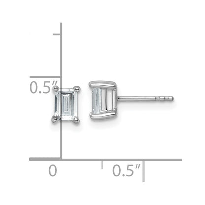 14k White Gold 1 ctw Lab Grown Diamond VS/SI+ G+ Emerald 4 Prong Heavy Wt. Stud Earrings