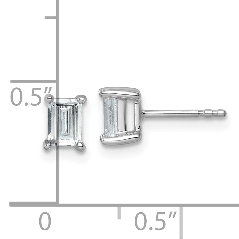 14K White Gold 1 Ctw Certified Lab Grown Diamond Vs+ F+ Emerald 4 Prong Heavy Wt. Stud Earrings