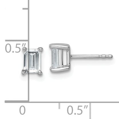 14K White Gold 1 Ctw Certified Lab Grown Diamond Vs+ F+ Emerald 4 Prong Heavy Wt. Stud Earrings
